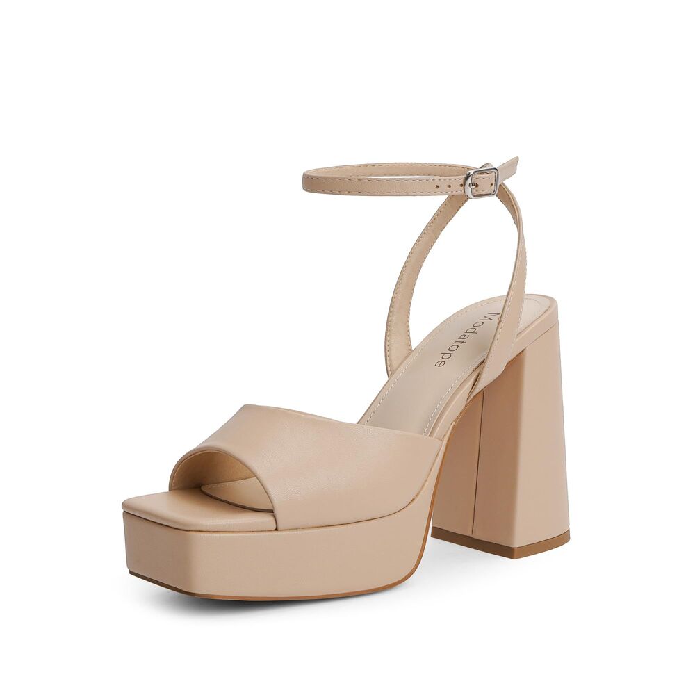 Open Toe Nude Platform Sandals Womens, Size 8.5, SL1-139S003